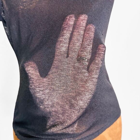 Max Studio Womens Fairy Grunge Y2K Sheer Mesh Top Size S Black Edgy Rocker Punk - Picture 3 of 10